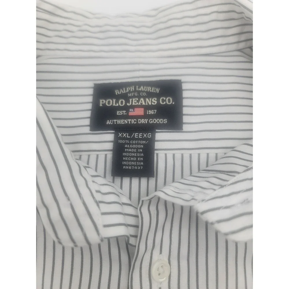 Polo Ralph Lauren Jeans‎ Co Mens XXL Button Down Shirt Striped French Cuff White